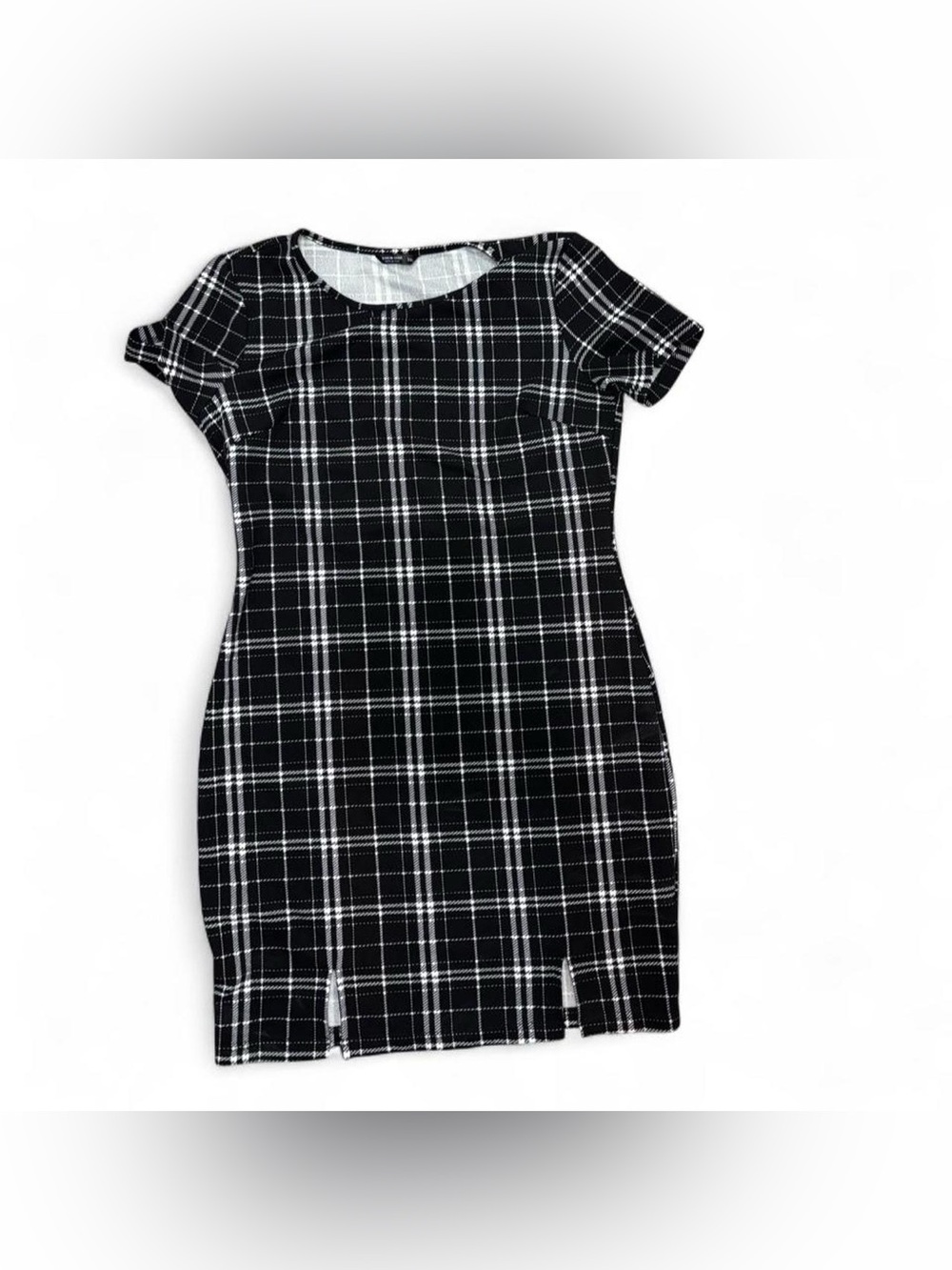 ✨SHEIN black & white plaid tube crop top✨